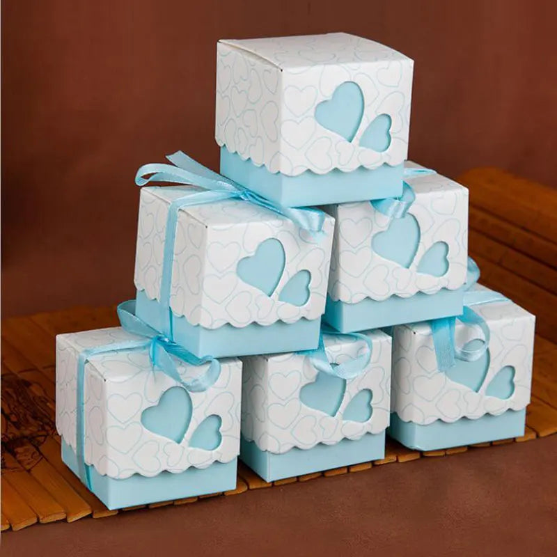 50pcs Love Heart Paper Packaging Display Box for Wedding/Jewelry/Candy/Food