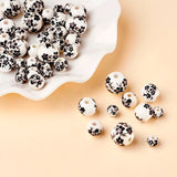 50pcs Mixed Round Printed Flower Porcelain Beads for Jewelry Making 6-12mm