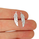 50pcs Colorful Stainless Steel Feather Charms for DIY Accessories