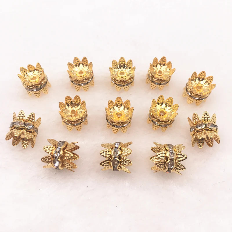 50pcs Crystal Rhinestone Spacer Beads DIY Jewelry Making 6/8/10mm Alloy Spacers