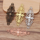 50pcs 60x25mm Gold/Silver Plated Metal Brass Filigree Slice Charms DIY Jewelry