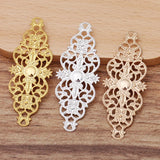 50pcs 60x25mm Gold/Silver Plated Metal Brass Filigree Slice Charms DIY Jewelry