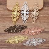 50pcs 60x25mm Gold/Silver Plated Metal Brass Filigree Slice Charms DIY Jewelry