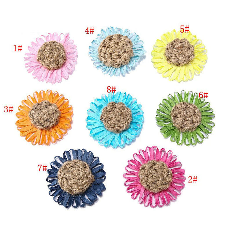 50pcs Raffia Rattan Cotton Hemp Rope Sunflower Daisy Patch DIY Decoration
