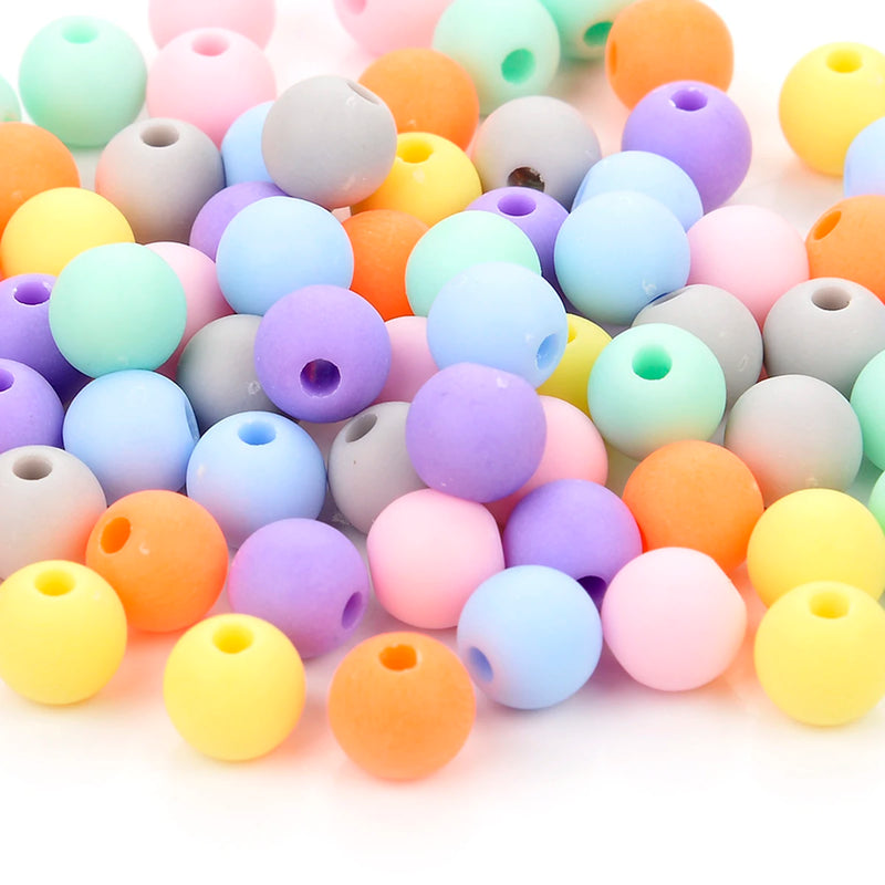 50pcs Macaron Acrylic Round Spacer Beads for Jewelry Making DIY Bracelet