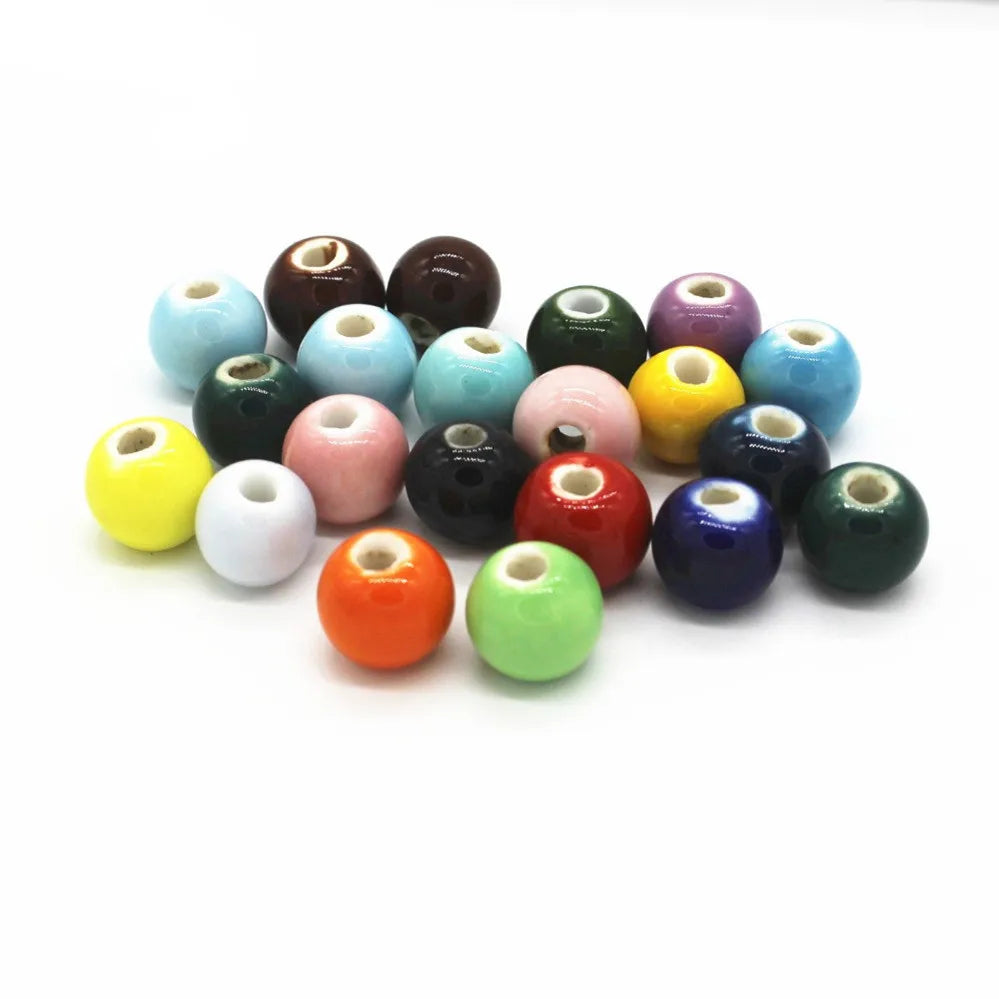 50pcs Round Ceramic Beads for Jewelry Making