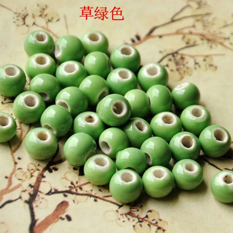 50pcs Round Ceramic Beads for Jewelry Making