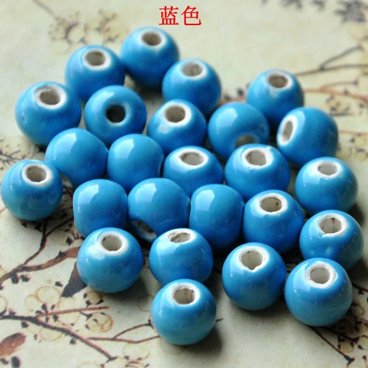 50pcs Round Ceramic Beads for Jewelry Making