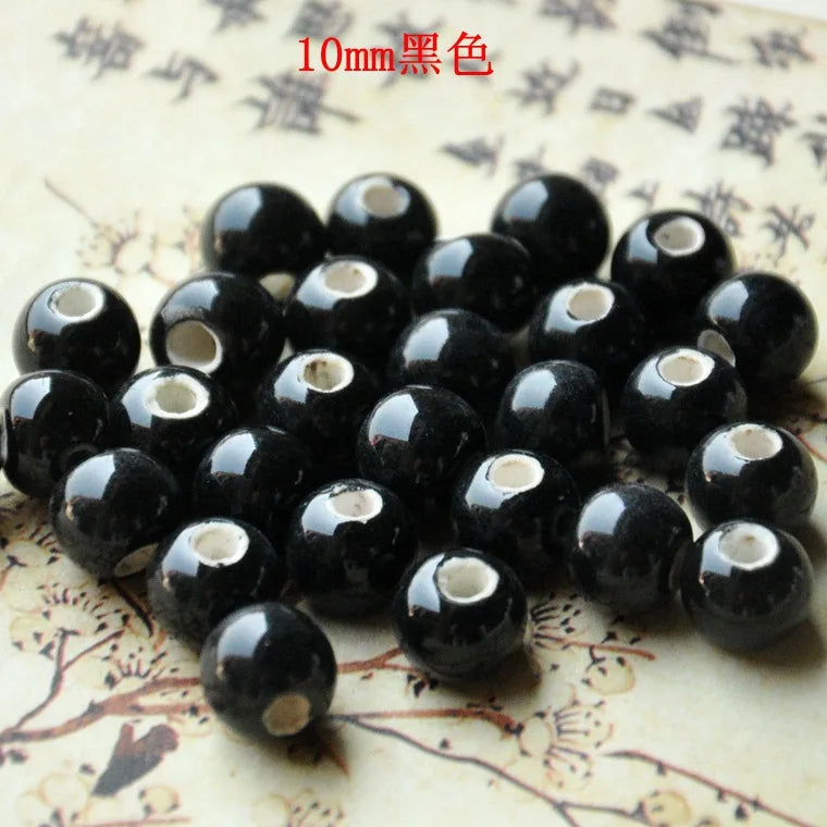 50pcs Round Ceramic Beads for Jewelry Making