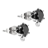 50pcs 6mm CZ Stud Earring Post with Loop Ear Stud Components