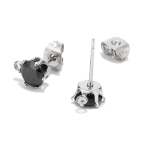 50pcs 6mm CZ Stud Earring Post with Loop Ear Stud Components