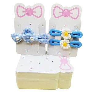 50pcs Pink Hair Clip Bow Display Cards DIY Hair Jewelry Barrette Packaging