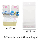 50pcs Pink Hair Clip Bow Display Cards DIY Hair Jewelry Barrette Packaging