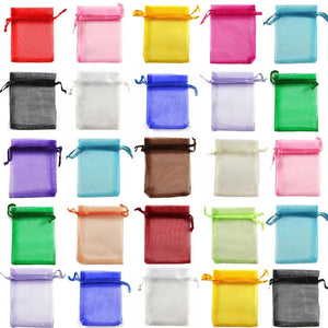 50pcs Organza Sachet Bag Jewelry Packaging Bags Wedding Party Drawable Bags