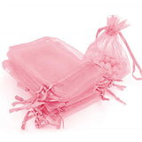50pcs Pink Organza Bags Jewelry Packaging Wedding Party Drawable Gift Pouches