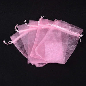 50pcs Pink Organza Bags Jewelry Packaging Wedding Party Drawable Gift Pouches