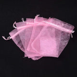 50pcs Pink Organza Bags Jewelry Packaging Wedding Party Drawable Gift Pouches
