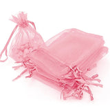 50pcs Pink Organza Bags Jewelry Packaging Wedding Party Drawable Gift Pouches