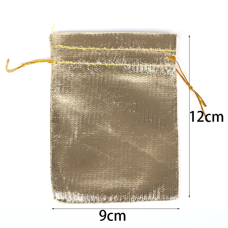 50pcs 7x9 9x12 Silver Drawstring Jewelry Packaging Fabric Bag