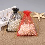 50pcs Star Moon Christmas Organza Gift Bags Charm Jewelry Drawstring Pouches