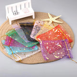 50pcs Star Moon Christmas Organza Gift Bags Charm Jewelry Drawstring Pouches