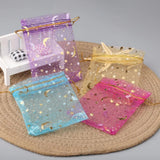 50pcs Star Moon Christmas Organza Gift Bags Charm Jewelry Drawstring Pouches