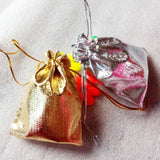 50pcs 7x9cm Silver Drawstring Organza Fabric Bag Pouches