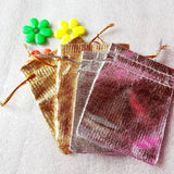 50pcs 7x9cm Silver Drawstring Organza Fabric Bag Pouches
