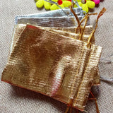 50pcs 7x9cm Silver Drawstring Organza Fabric Bag Pouches