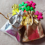 50pcs 7x9cm Silver Drawstring Organza Fabric Bag Pouches
