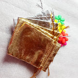 50pcs 7x9cm Silver Drawstring Organza Fabric Bag Pouches
