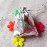 50pcs 7x9cm Silver Drawstring Organza Fabric Bag Pouches