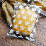 50pcs Golden Star Adhesive Cookies Gift Bag for DIY Candy Food Box Packaging