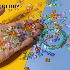 50pcs 8*8MM Crystal Colorful Acrylic Square Beads for Jewelry Making