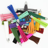 50pcs 85mm Suede Leather Tassel Fringe with Silver Caps DIY Jewelry Bracelet