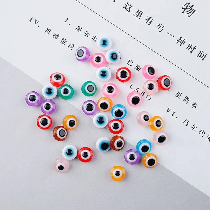 50pcs Evil Eye Resin Spacer Beads Bracelet DIY Jewelry Making