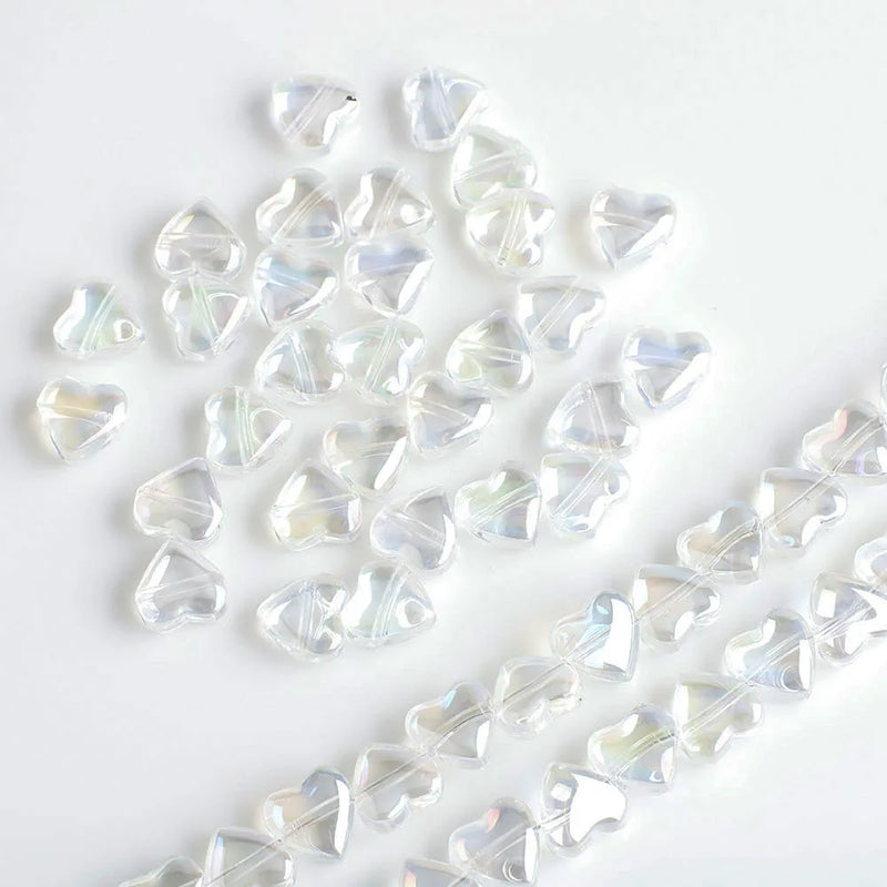 50pcs 8mm Crystal Glass Beads Heart Charm Spacer for DIY Jewelry Making