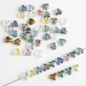 50pcs 8mm Crystal Glass Beads Heart Charm Spacer for DIY Jewelry Making