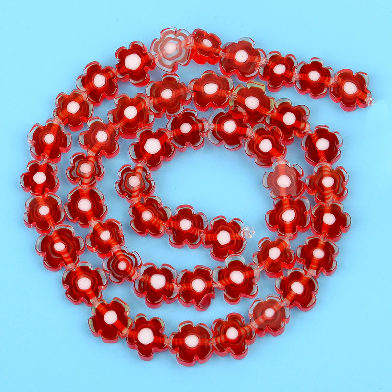 50pcs 8mm Lampwork Spacer Flower Beads Jewelry Making DIY Bracelet Necklace