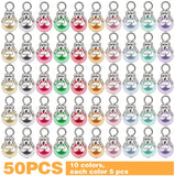 50pcs 8mm Pearl Bead Charms Flower Cap Dangle Pendants, 10 Colors