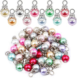 50pcs 8mm Pearl Bead Charms Flower Cap Dangle Pendants, 10 Colors