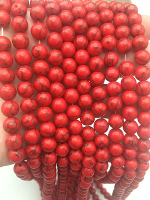 50pcs 8mm Sponge Red Coral Round Loose Beads DIY Necklace Bracelet Finding
