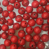 50pcs 8mm Sponge Red Coral Round Loose Beads DIY Necklace Bracelet Finding