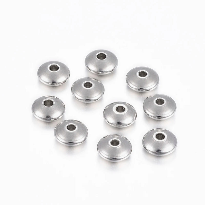 50pcs 8mm Stainless Steel Charm Spacer Beads for DIY Jewelry Making