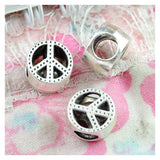 50pcs Peace Symbol Bead Antique Silver Charms DIY Bracelet