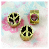 50pcs Peace Symbol Bead Antique Silver Charms DIY Bracelet