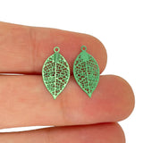 50pcs Small Straight Leaf Charms Colorful Leaves Pendant for Jewelry Making