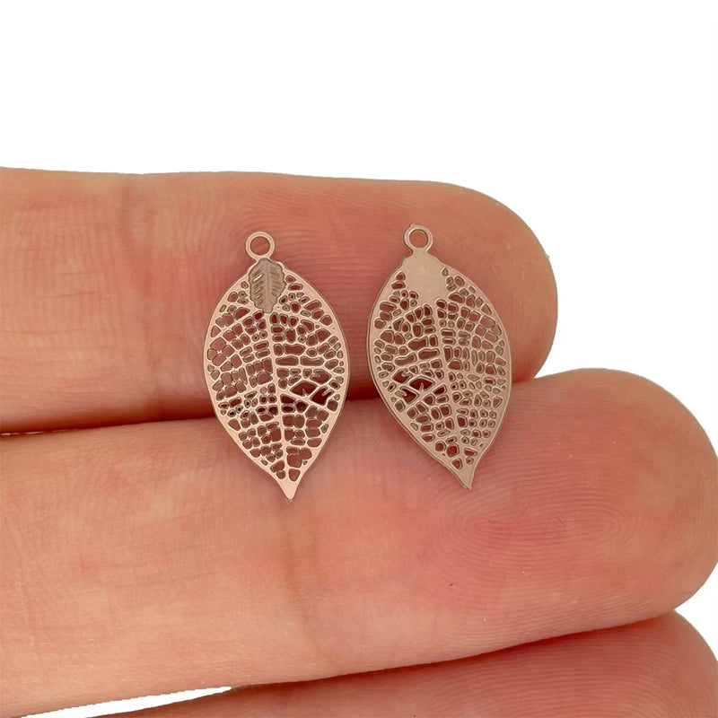 50pcs Small Straight Leaf Charms Colorful Leaves Pendant for Jewelry Making
