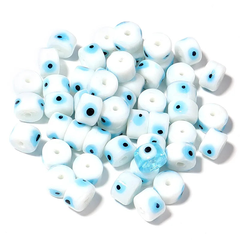 50pcs 9*6mm Multicolor Glass Evil Eye Beads DIY Jewelry Making Accessories