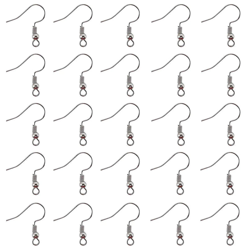 50pcs 925 Silver Earrings Clasps Hooks Ear Components for DIY Jewelry Making